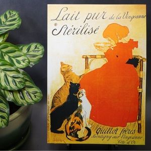 Lait Pur De La Vingeanne Sterilise by Steinlen Vintage Art Poster, 9” x 13”